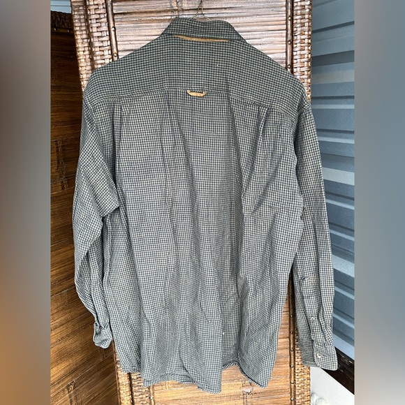 Vintage 90s Orvis Heavy Striped Houndstooth Flannel Shirt Brown M - Picture 5 of 6